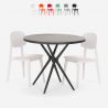 Okrągły zestaw stołowy 80cm czarny 2 krzesła projekt Berel Black Środki