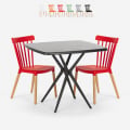 Zestaw 2 krzeseł i kwadratowy stół 70x70cm Roslin Black Promocja