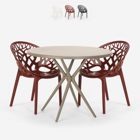 Zestaw stół 80 cm i 2 krzesła designerskie Maze