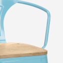 stołek kuchenny w stylu industrialnym steel wood back light 