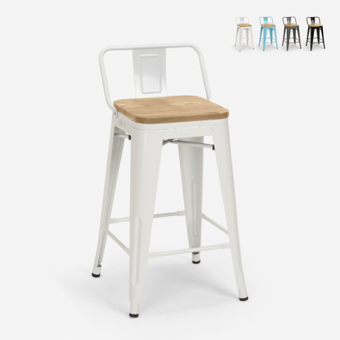 stołek Lix w stylu industrialnym steel wood top light Promocja