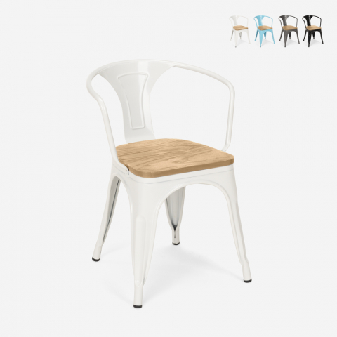 Krzesło Tolix w stylu industrialnym Steel Wood Arm Light Promocja