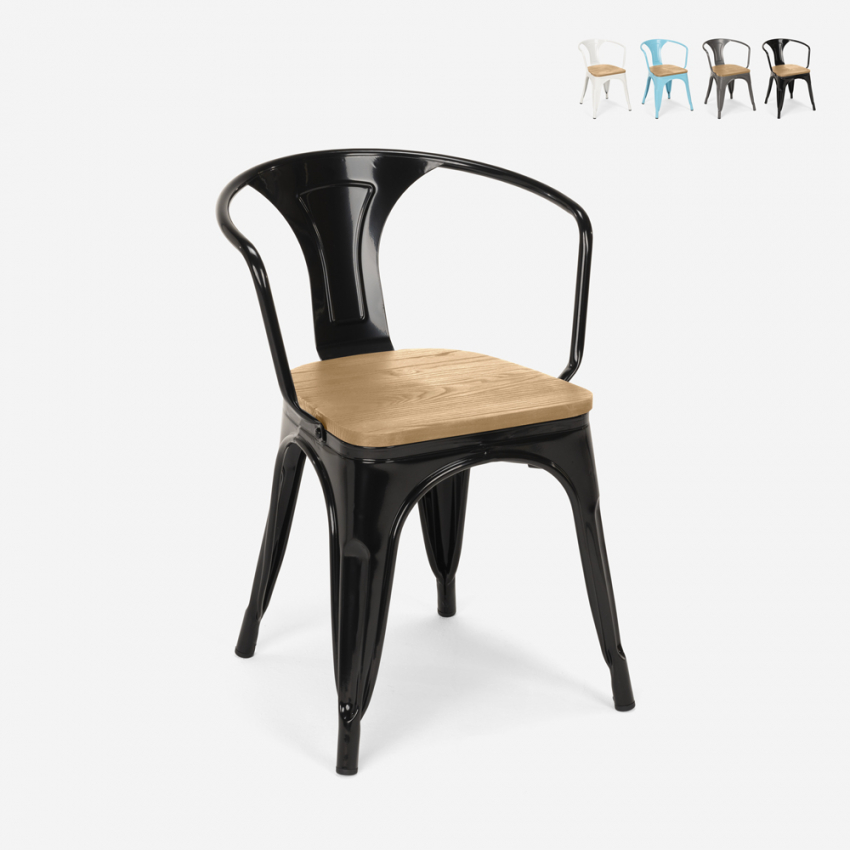 krzesło w stylu industrialnym steel wood arm light Koszt