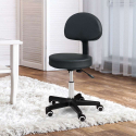 Regulowany stołek z kółkami i oparciem Faux Leather Lux Sprzedaż