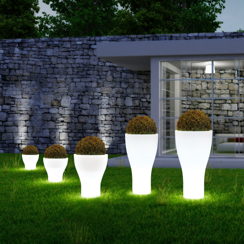 Nowoczesny wazon ogrodowy z zestawem oświetlenia Domus Promocja