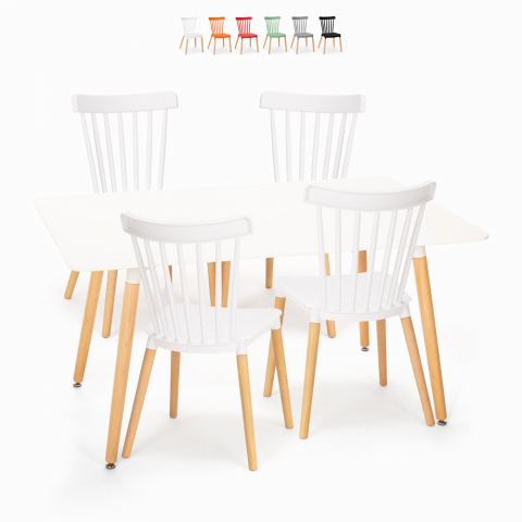 Biały stół do jadalni 120x80cm 4 krzesła projekt kuchni restauracja Bounty