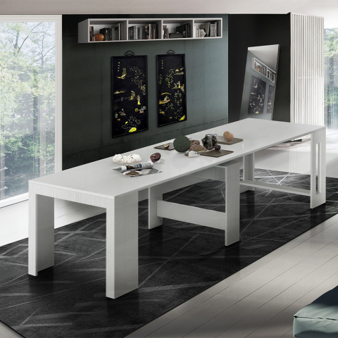 Rozkładany stół 90-300x51cm drewniany biały Pratika Larch