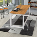 Białe metalowe biurko z drewnianym blatem 160x70 cm Bridgeblack 160 Wybór