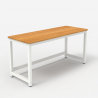 Białe metalowe biurko z drewnianym blatem 120x60 cm, prostokątne Bridgeblack 120 