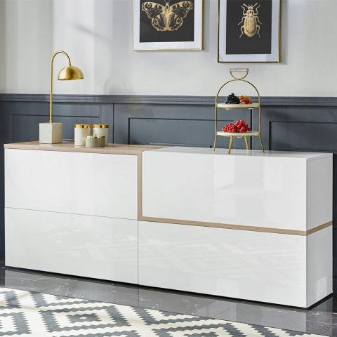Komoda 4-drzwiowa nowoczesny design 210cm Zet Pavin Acero do salonu