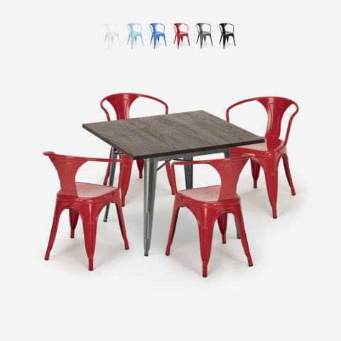 zestaw industrialny stół 80x80cm i 4 krzesła hustle Promocja