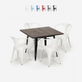 zestaw industrialny stół 80x80cm i 4 krzesła Lix hustle black Promocja