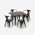 zestaw industrialny stół 80x80cm i 4 krzesła hustle black Cena
