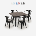 zestaw industrialny stół 80x80cm i 4 krzesła Lix hustle black Rabaty