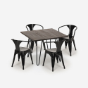 zestaw 4 krzeseł i stół 80x80cm industrialny reims dark Cena