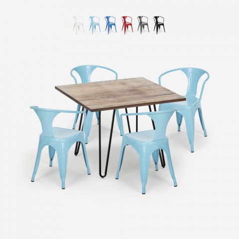 zestaw industrialny stół 80x80cm i 4 krzesła Lix reims Promocja