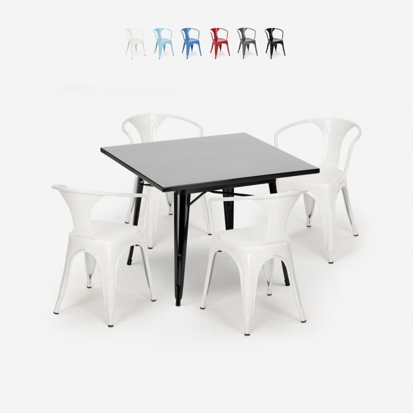 zestaw industrialny stół 80x80cm i 4 krzesła century black Oferta zestaw industrialny stół 80x80cm i 4 krzesła century black Oferta