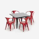 zestaw industrialny stół 80x80cm i 4 krzesła Lix century black Wybór