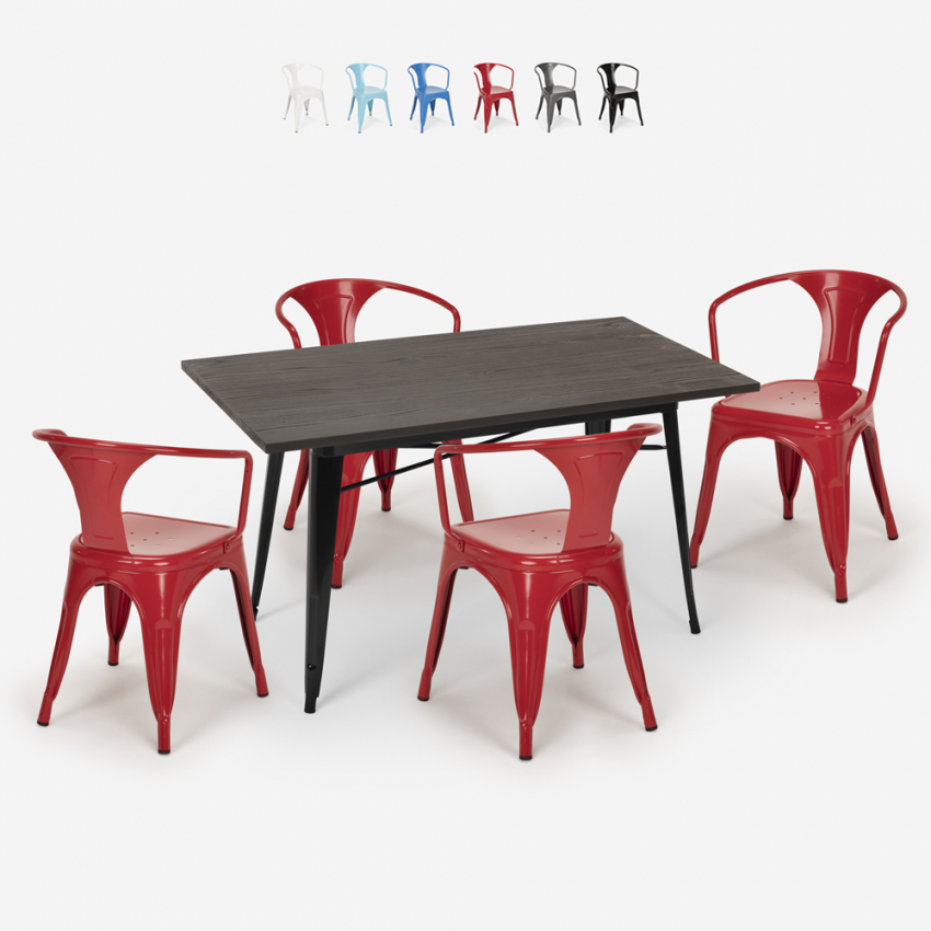 zestaw industrialny stół 120x60cm i 4 krzesła caster Katalog