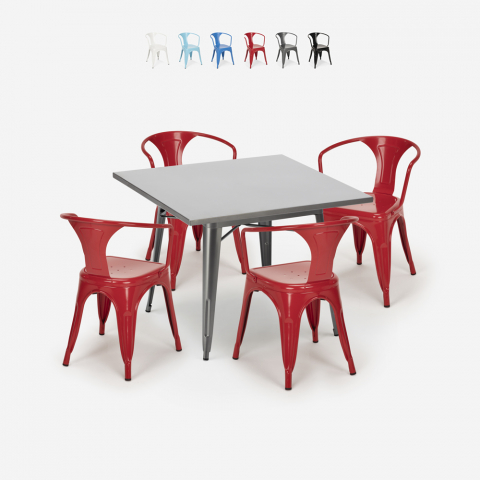 zestaw industrialny stół 80x80 cm i 4 krzesła Lix century Promocja