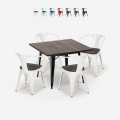 industrialny stół 80x80cm i 4 krzesła hustle wood black Promocja