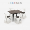 industrialny stół 80x80cm i 4 krzesła Lix hustle wood black Promocja