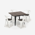 industrialny stół 80x80cm i 4 krzesła Lix hustle wood black Model
