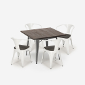 zestaw industrialny stół 80x80cm i 4 krzesła Lix hustle wood Środki