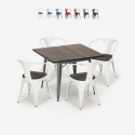 zestaw industrialny stół 80x80cm i 4 krzesła hustle wood Oferta