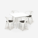 zestaw industrialny stół 80x80cm i 4 krzesła century wood white Cechy