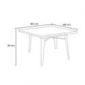 zestaw industrialny stół 80x80cm i 4 krzesła Lix century wood white 