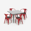 zestaw industrialny stół 80x80cm i 4 krzesła Lix century wood 