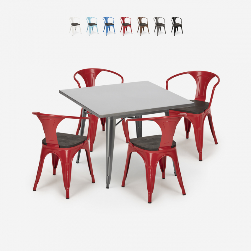 zestaw industrialny stół 80x80cm i 4 krzesła century wood Katalog