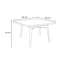 zestaw industrialny stół 80x80cm i 4 krzesła century top light 