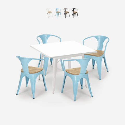 zestaw 4 krzesła i stół 80x80cm century white top light Promocja
