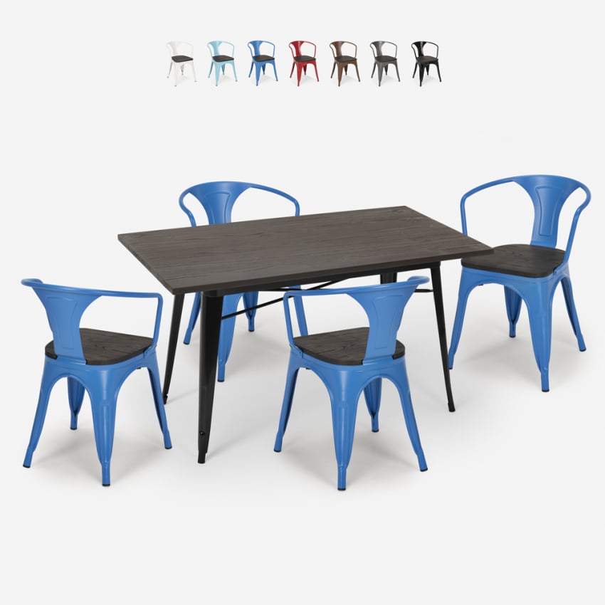 zestaw industrialny 4 krzeseł i stół 120x60cm caster wood Oferta