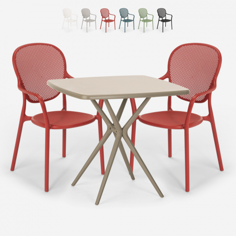 Zestaw 2 krzesła i stół 70x70cm Lavett