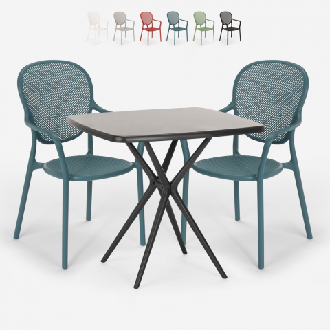 Zestaw stół 70x70cm i 2 krzesła Lavett Dark