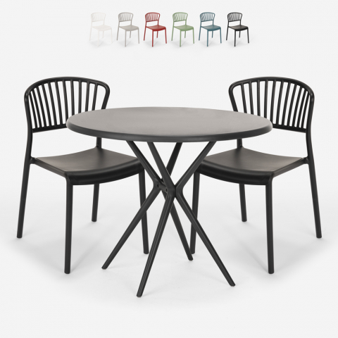 Zestaw 2 krzesła nowoczesny design i stół 80cm Gianum Dark