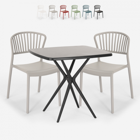 Zestaw 2 krzesła i stół 70x70cm Magus Dark Promocja