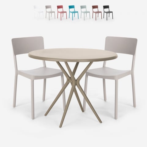 Zestaw 2 krzesła z polipropylenu i stół 80cm Aminos Promocja