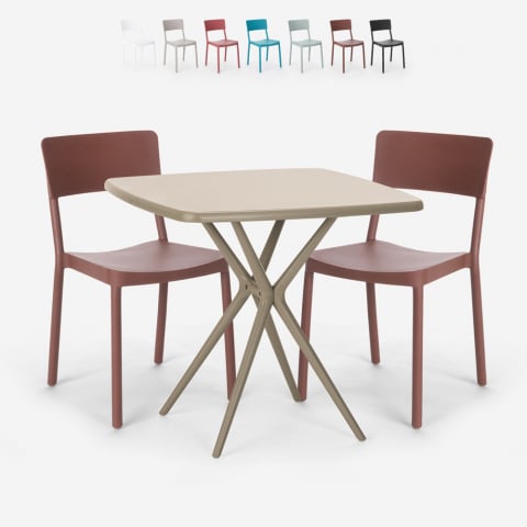 Zestaw 2 krzesła i stół 70x70cm design Regas