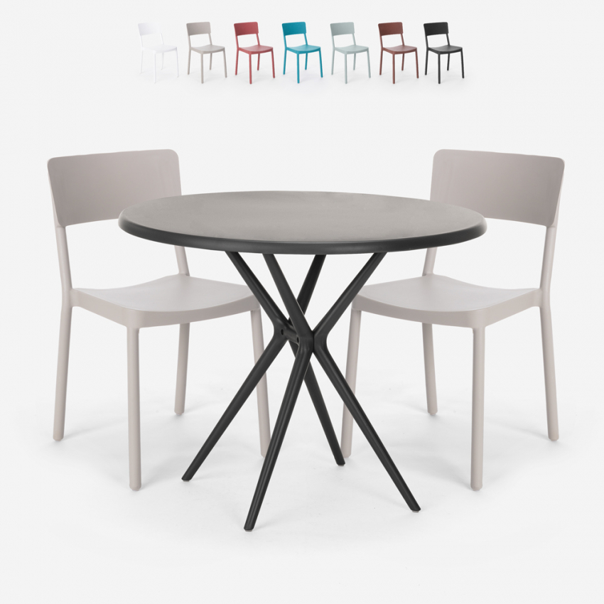 Zestaw stół 80cm i 2 krzesła nowoczesny design Aminos Dark Stan Magazynowy