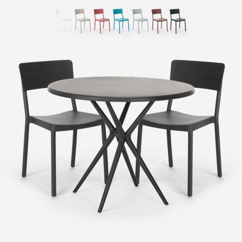 Zestaw stół 80cm i 2 krzesła nowoczesny design Aminos Dark