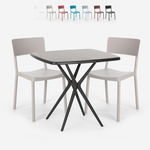Zestaw stół 70x70cm i 2 krzesła design Regas Dark