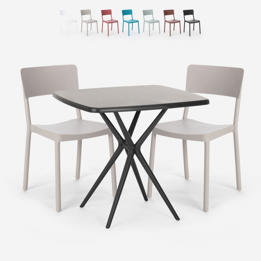 Zestaw stół 70x70cm i 2 krzesła design Regas Dark Promocja