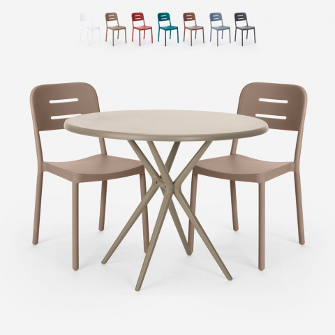 Zestaw 2 krzesła z polipropylenu i stół 80cm Ipsum