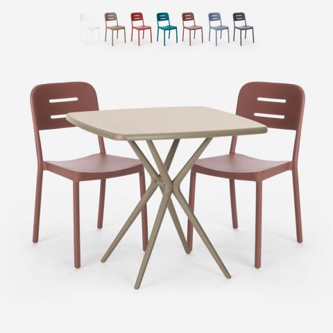 Zestaw stół z polipropylenu 70x70cm i 2 krzesła design Larum Promocja