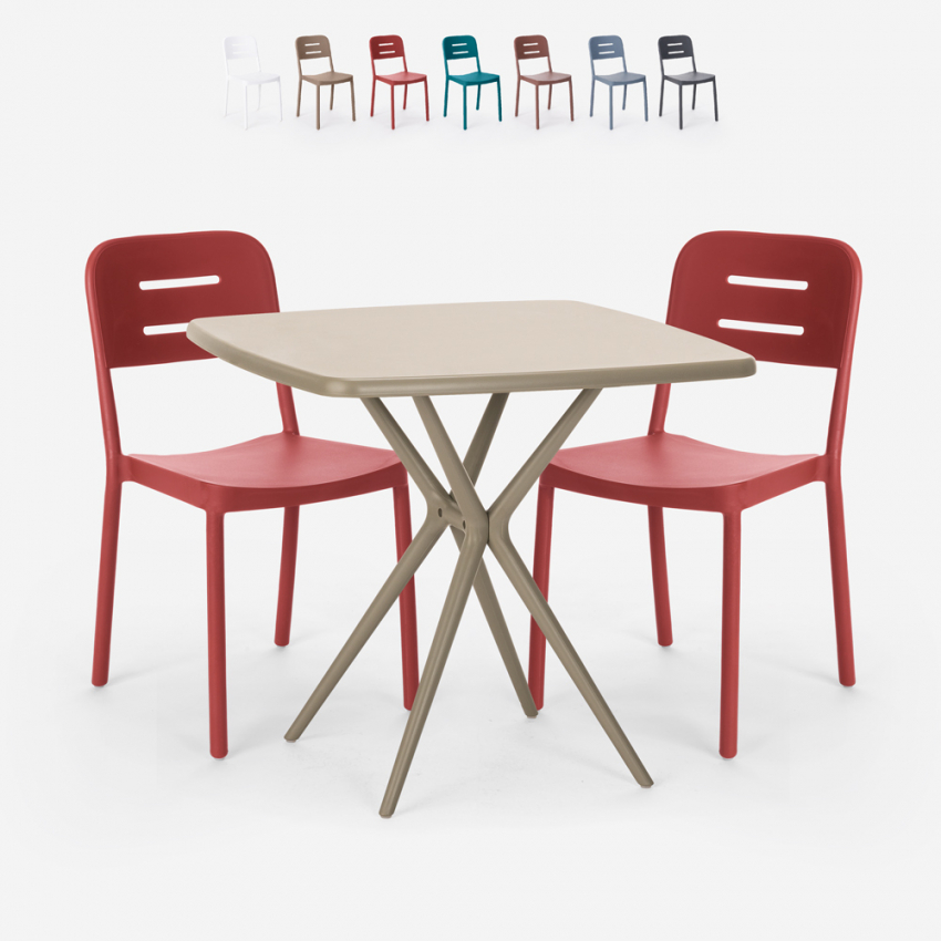 Zestaw stół z polipropylenu 70x70cm i 2 krzesła design Larum Zestaw stół z polipropylenu 70x70cm i 2 krzesła design Larum