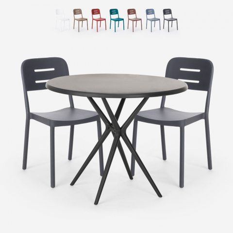 Zestaw stół 80cm 2 krzesła Ipsum Dark